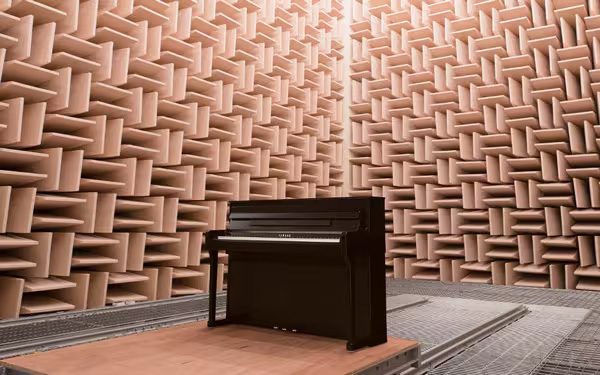 Yamaha acoustic piano in an anechoic chamber