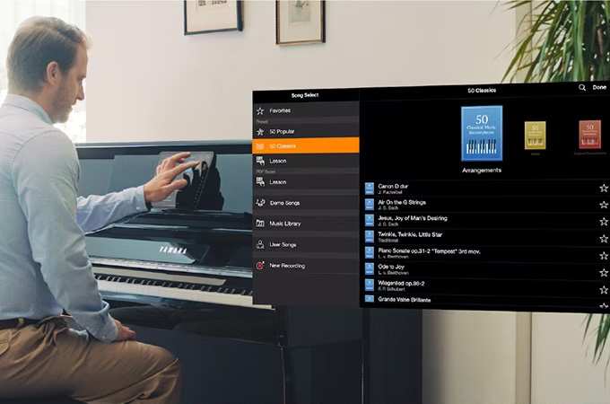 Easily access sheet music through the Yamaha Smart Pianist app