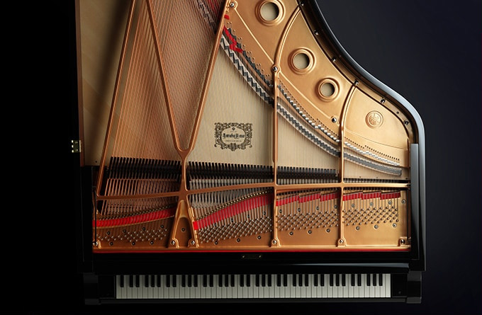 view of strings inside an acoustic piano