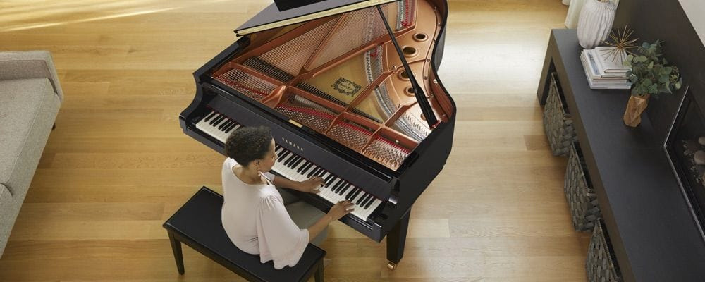 Arial View of Acoustic Piano Being Played