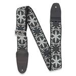 Henry Heller Woven Jacquard Guitar Strap - Multicolor Gray Charcoal 2" with Nylon Backing