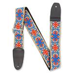 Henry Heller Woven Jacquard Guitar Strap - Multicolor Red/Blue/Taupe 2" with Nylon Backing