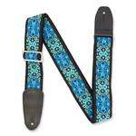 Henry Heller Woven Jacquard Guitar Strap - Multicolor Blue/Green/Black 2" with Nylon Backing