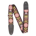 Henry Heller Woven Jacquard Guitar Strap - Multicolor Pink/Green/Black 2" with Nylon Backing