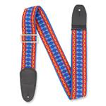 Henry Heller Vintage Jacquard Guitar Strap - Multicolor Red/Blue/Yellow  2" with Nylon Backing