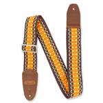 Henry Heller Vintage Jacquard Guitar Strap - Multicolor Orange/Yellow/Brown 2" with Nylon Backing