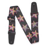 Henry Heller Vegan Guitar Strap - Multicolor Modern Star Motif 2" with Nylon Backing