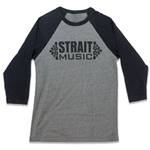 Strait Music Classic Logo (Horizontal) Baseball Tee with 3/4 Sleeves - Black