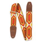 Henry Heller Vintage Jacquard Guitar Strap - Multicolor Red/Yellow/Brown 2" with Nylon Backing