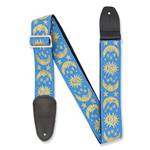 Henry Heller Vintage Jacquard Guitar Strap - Multicolor Blue Moon Sparkle 2" with Nylon Backing