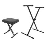 On-Stage Keyboard Accessory Bundle - Portable X-Stand and Bench