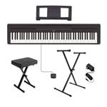 Yamaha P-Series P-45 Portable Keyboard Bundle - 88-Key Weighted Action Digital Piano with Portable Stand and Adjustable Bench