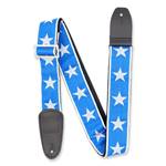 Henry Heller Woven Jacquard Guitar Strap - Blue with White Stars 2" with Nylon Backing