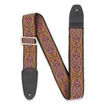 Henry Heller Woven Jacquard Guitar Strap - Multicolor Pink/Purple/Green 2" with Nylon Backing