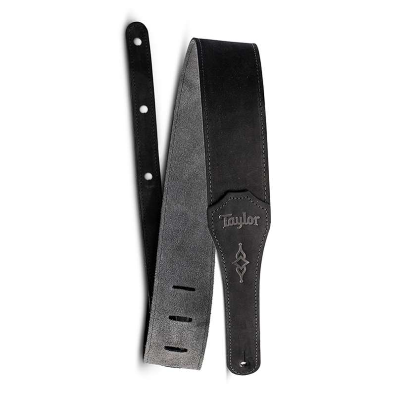 Taylor 2.5 Black Leather Guitar Strap - Black, Suede Back