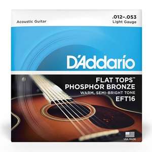 D'Addario EFT16 Flat Top (Half Round) Phosphor Bronze Light Acoustic Guitar Strings - 12-53