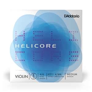 D'Addario Helicore Violin Single E String - Tinned Carbon Steel / No Winding - 4/4 Scale Medium Tension