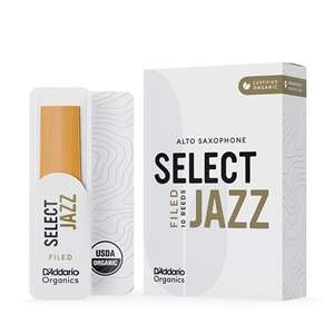 D'Addario Organic Select Jazz Alto Saxophone Reeds - Strength 2 Hard (Filed) Box of 10