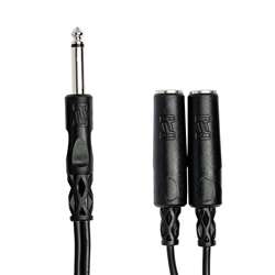 Hosa YPP-111 Y-Cable - 1/4in TS (M) to Dual 1/4in TS (F)