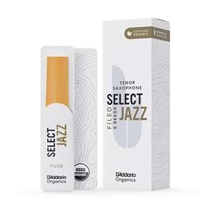 D'Addario Organic Select Jazz Tenor Saxophone Reeds - Strength 3 Medium (Filed) Box of 5