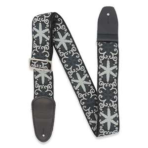 Henry Heller Woven Jacquard Guitar Strap - Multicolor Gray Charcoal 2" with Nylon Backing