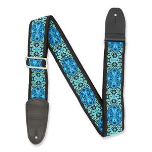 Henry Heller Woven Jacquard Guitar Strap - Multicolor Blue/Green/Black 2" with Nylon Backing