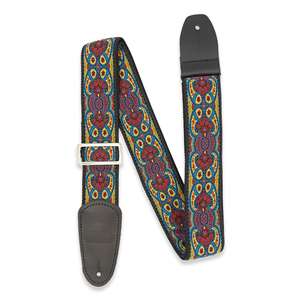 Henry Heller Woven Jacquard Guitar Strap - Multicolor Blue/Purple/Gold 2" with Nylon Backing