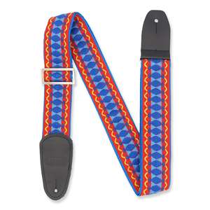 Henry Heller Vintage Jacquard Guitar Strap - Multicolor Red/Blue/Yellow  2" with Nylon Backing