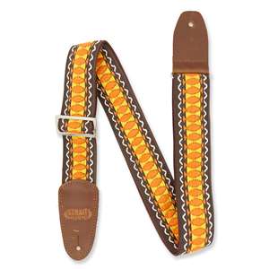 Henry Heller Vintage Jacquard Guitar Strap - Multicolor Orange/Yellow/Brown 2" with Nylon Backing