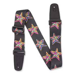 Henry Heller Vegan Guitar Strap - Multicolor Modern Star Motif 2" with Nylon Backing