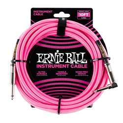 Ernie Ball Braided Instrument Cable - 10ft Neon Pink