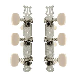 Allparts TK-0125-001 Classical Tuner Set with Square White Buttons - Nickel