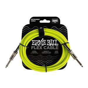 Ernie Ball Flex Instrument Cable - 10' Straight / Straight - Green