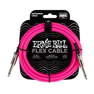 Ernie Ball Flex Instrument Cable - 10' Straight / Straight - Pink