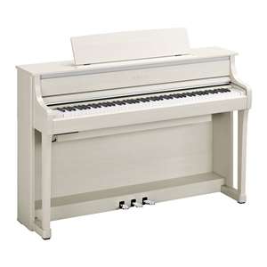 Yamaha Clavinova CLP-875 Grand Expression Modeling Digital Upright Piano with GrandTouch Pedals and Bench - White Birch