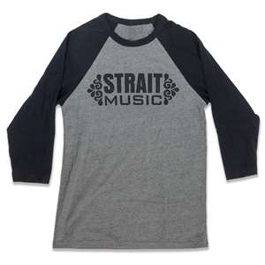 Strait Music Classic Logo (Horizontal) Baseball Tee with 3/4 Sleeves - Black