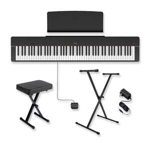 Yamaha P-Series P-225 Portable Keyboard Bundle - 88-Key Weighted Action Digital Piano with Portable Stand and Adjustable Bench