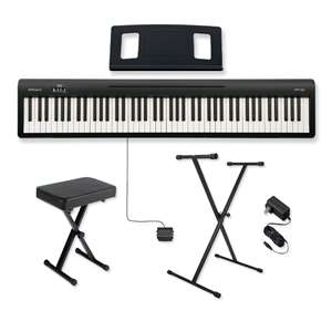 Roland FP-10 Portable Keyboard Bundle - 88-Key Weighted Action Digital Piano with Portable Stand and Adjustable Bench