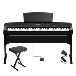 Yamaha DGX-670 Home Keyboard Bundle - 88-Key Semi-weighted Action Digital Piano with Furniture Stand and Adjustable Bench