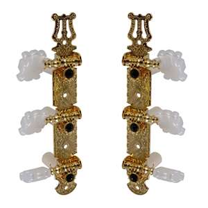 Allparts TK-0125-002 Classical Tuner Set with Square White Buttons - Gold
