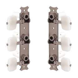 Allparts TK-7948-001 Gotoh Classical Tuning Keys - Nickel with White Buttons (Set)