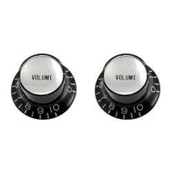 Allparts PK-0184-023 Volume Reflector Knobs - Black with Silver (Pair)