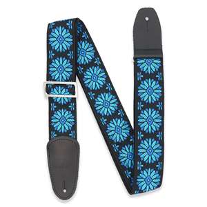 Henry Heller Woven Jacquard Guitar Strap - Multicolor Blue 2" with Nylon Backing