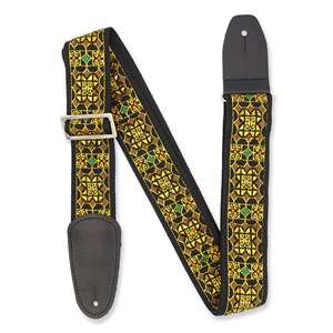 Henry Heller Woven Jacquard Guitar Strap - Multicolor Brown Stained Glass 2" with Nylon Backing