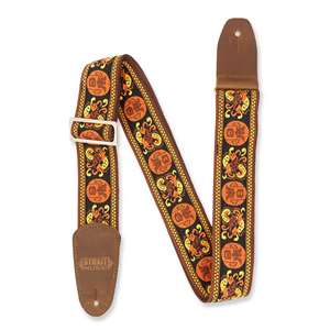 Henry Heller Woven Jacquard Guitar Strap - Multicolor Gold 2" with Nylon Backing