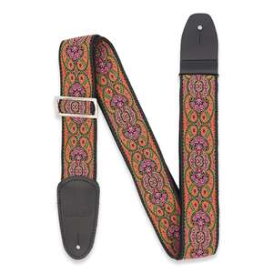 Henry Heller Woven Jacquard Guitar Strap - Multicolor Pink/Purple/Green 2" with Nylon Backing